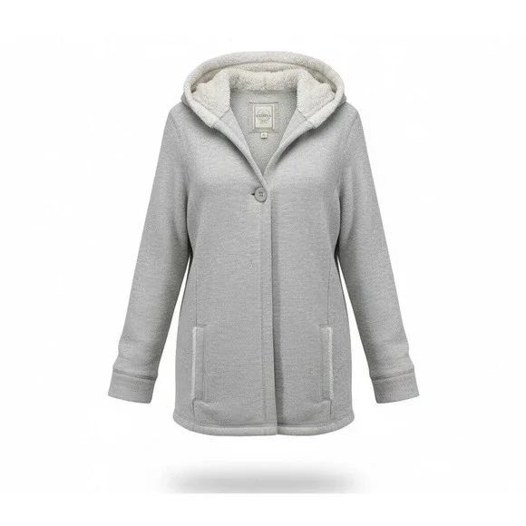 Merona Fleece Hoodie Heather Grey Womens Size XL Cozy Warm Sherpa Lined Hood NWT - Picture 16 of 16